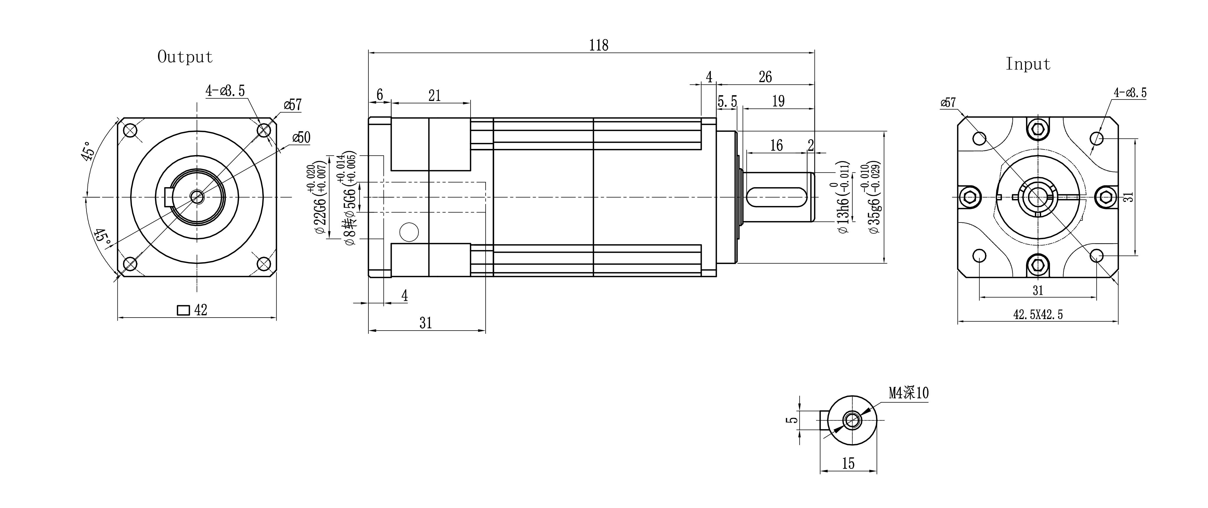 042SB stepper motor dimensional drawing