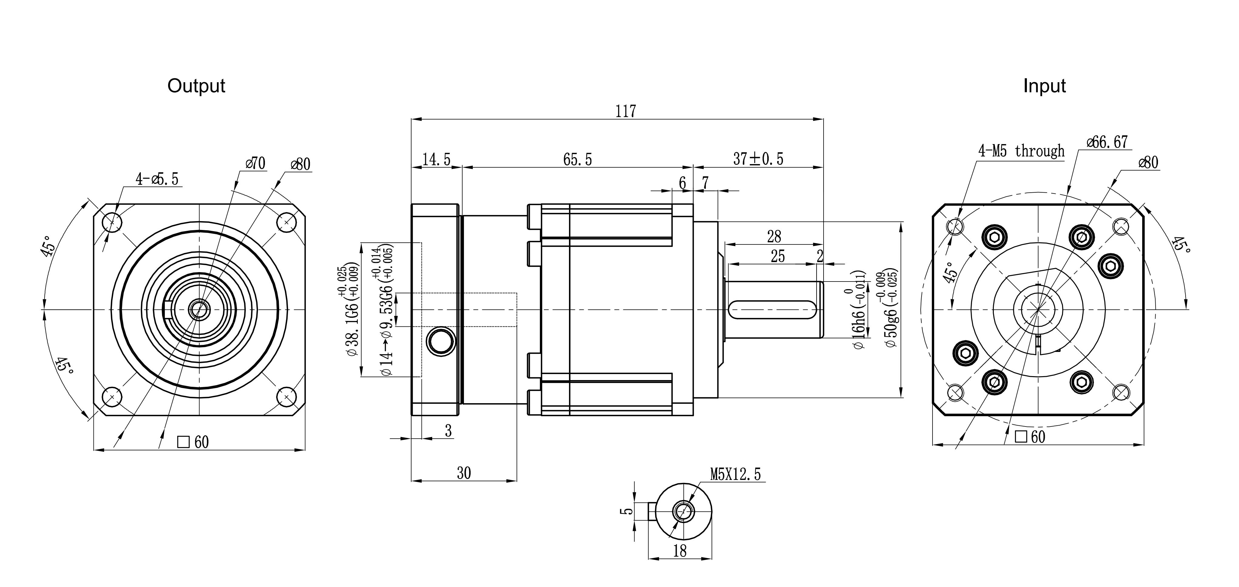 060SB stepper motor dimensional drawing